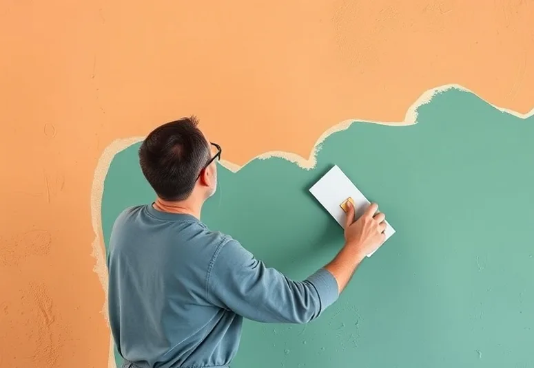 Application d'un enduit décoratif à la lisseuse sur un mur